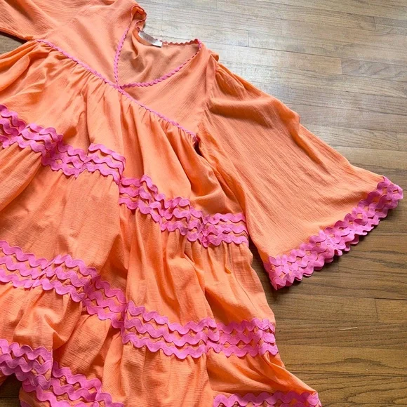 CORAL LUXURY DRESS Flora Sardalos Hydra Ric Rac trimmed dress - Picture 15 of 17